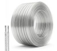 QWORK® Cavo Elettrico Trasparente 2 Poli, 30m Filo Bipolare 12V (2x1.6mm) - Invisibile per Strisce LED, Luci Natalizie e Lampadari - Cavo Flessibile in Rame Stagnato e PVC Rinforzato