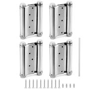 QWORK Cerniere a battente per porte di bar e saloon resistenti, confezione da 4 cerniere a chiusura automatica in acciaio inox da 12,7 cm, cerniere a molla a doppia azione, inclusi perni e viti