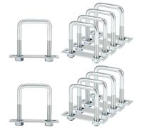 QWORK® Confezione da 10 staffe di ancoraggio M12 800 daN in acciaio zincato - per rimorchi, camion, furgoni - comprensive di contropiastra e dadi M12