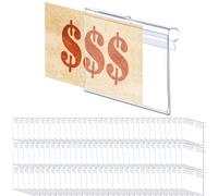 QWORK® Confezione da 100 porta etichette in plastica trasparente - 6 x 4,2 cm - per mensole in metallo e prezzi al dettaglio