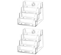 QWORK® Confezione da 2 Portabiglietti da Visita in Acrilico, Portabiglietti da Visita Trasparente a 4 Scomparti per L'ufficio e la Vendita al Dettaglio, di Grande Capacità e Durevole