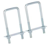 QWORK® Confezione da 2 staffe di ancoraggio bulloni a U M10 in acciaio zincato - 60x150mm - con contropiastra e dadi M10 - staffe di ancoraggio per rimorchi, camion, furgoni, portapacchi