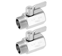 QWORK Confezione da 2 valvole di intercettazione per tubo da giardino da 3/4", valvola in linea in acciaio inossidabile 304, mini valvola di intercettazione a sfera, raccordo filettato NPT femmina x