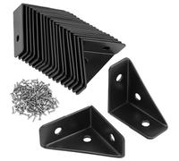 QWORK® Confezione da 20 staffe angolari 38 mm x 38 mm per bordo letto, scrivania, mobili - Staffa di fissaggio in acciaio con vernice antiruggine