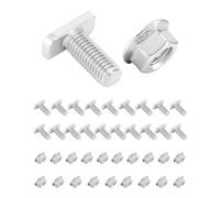 QWORK® Confezione da 20 viti con testa a martello M10 x 25, dado a T avvitabile, acciaio inossidabile A2-70 con dadi flangiati, per binario di montaggio solare fotovoltaico