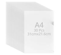 QWORK® Confezione da 30 Cartelline Trasparenti A4 di Plastica PP 0.22mm, Cartelline Trasparenti Resistente, Ideali per Ufficio e Scuola
