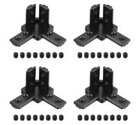 QWORK® Confezione da 4 connettori angolari per profilo alluminio 3 vie M6 cava 8 mm con viti per profilo alluminio serie 3030 - nero