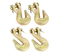 QWORK Confezione da 4 ganci per catena da 1/4" grado 70, gancio per catena di trasporto da 1600 kg, gancio di sicurezza con finitura cromata gialla