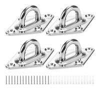 QWORK® Confezione da 4 Ganci per soffitto, Piastra ad Occhiello, 6 mm (1/4"), bullone a Occhiello in Acciaio Inossidabile 316 con Vite per Amaca Yogo, imbarcazione Marina