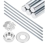 QWORK® Confezione da 5 Barra Filettata M10, Zincate, Lunghezza 300 mm, Con Dadi e Rondelle Inclusi