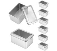 QWORK® Confezione da 8 scatole di latta con coperchio - 107x72x60 mm - Scatolina porta oggetti per riporre piccoli oggetti o come confezione regalo