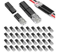 QWORK® Connettori Cavi Elettrici 2 Pin Impermeabili - Terminali Rapidi a Innesto per Auto, Strisce LED e Illuminazione Domestica - Compatibile con Cavi 18-22 AWG 12V-24V DC, Set da 40 Pezzi