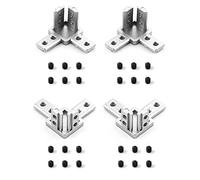 QWORK® Connettori per staffa angolare a 3 vie con viti per profilo in alluminio estruso serie 3030 , confezione da 4