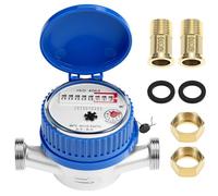 QWORK® Contatore acqua giardino, contatore dell'acqua fredda 1/2 pollice con copertura protettiva e collegamento in ottone, per uso domestico