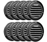 QWORK Copertura per bocchetta dell'aria da 10 cm, colore nero, con rete a rete, confezione da 10 feritoie rotonde in metallo, ideale per garage, capannoni, uffici, bagni, camper e camper