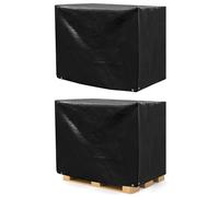 QWORK Copertura per pallet, confezione da 2 coperture per pallet impermeabili resistenti per esterni, 12 Mil di spessore, 4 Ft. x 5 Ft. x 4 Ft, rotolo perforato, protegge pallet, unità AC, generatori, mobili da patio, nero