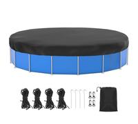 QWORK® Copertura per piscina rotonda 366cm, telone per coperture per piscina, telone di protezione UV, 420D Oxford, nero