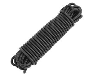 QWORK® Corda Elastica 6mm x 10m Nero - Resistente ai Raggi UV, Multiuso per Teloni e Attività Outdoor