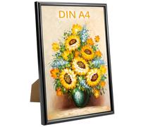 QWORK® Cornice per Foto DIN A4 Nera in Plastica, Cornici A4 per Tavolo o Parete, Stabili e Leggere