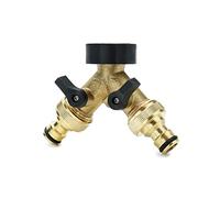 QWORK Deviatore per Tubo da Giardino a 2 Vie, deviatore da 3/4" Deviatore a Y in Ottone con valvole di intercettazione su ciascun Lato e Due connettori rapidi