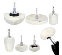 QWORK® Disco Lucidante per Trapano, 6 Pezzi Lucidatura Tamponi con Alberi da 1/4" per Alluminio Cromo Acciaio Inox