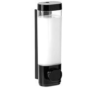 QWORK® Dispenser Shampoo e Balsamo da Muro, 300ml Porta Sapone Doccia Singolo Senza Trapano - Design Moderno Nero Opaco per Bagno, Cucina e Hotel