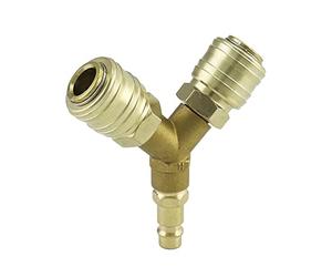 QWORK® Distributore di Aria Compressa a 2 vie con Connettore rapido aria compressa Filettati da 1/4 di Pollice y Raccordo a Innesto