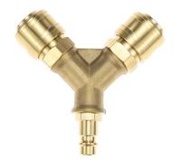 QWORK® Distributore di aria compressa in ottone a 2 vie, filettatura esterna NW 7.2, distributore con attacco rapido per tubo dell'aria da 1/4 di pollice
