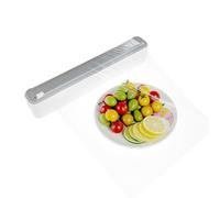 QWORK® Distributore di pellicola alimentare magnetico, porta pellicola con taglierina, montaggio a parete porta rotoli alluminio e pellicola con pellicola alimentare 50M