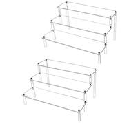 QWORK® Espositore Acrilico a 3 Livelli in Acrilico Spesso 4 mm, 30x21x15cm, per Personaggi Profumi Gioielli Cupcakes (Confezione da 2)