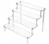 QWORK® Espositore Acrilico a 4 Livelli in Acrilico Spesso 4 mm, 30x25x20cm, per Personaggi Profumi Gioielli Cupcakes