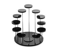 QWORK Espositori rotondi in acrilico, espositori a 12 ripiani per gioielli, anelli, orecchini, mini statuette, nero