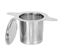 QWORK® Filtro per tè, infusore tè colino in acciaio inossidabile 304 con coperchio e doppi manici, per teiere, bicchieri, tazze