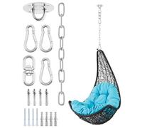 QWORK® Gancio da soffitto per carichi Pesanti in Acciaio Inossidabile, con Catena di Estensione da 30 cm e moschettone, Attacco per Sedia sospesa, Sedia sospesa e Sacco da Boxe (Fino a 400 kg)