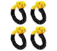 QWORK Grillo sintetico morbido per rimorchio stradale vela ATV camion, confezione da 4 1/2 pollici x 20 pollici, resistenza alla rottura 19,1 kg corda sintetica Grillo di recupero con manicotto nero