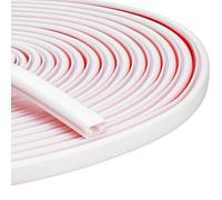 QWORK® Guarnizione per porta autoadesiva D-Forma 10 x 6 mm - guarnizione in gomma impermeabile, isolamento fonoassorbente per finestre e porte (bianco)