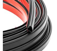 QWORK® Guarnizione per porta autoadesiva D-Forma 10 x 6 mm - guarnizione in gomma impermeabile, isolamento fonoassorbente per finestre e porte (nero)