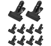 QWORK Heavy Duty Spring Clamps Clips, 10 Pcs 4-1/4" Large Black Metal Hinge Clip File Clamps for Photo Studio Backdrops Backgrounds Woodworking, Provides Immediate Holding Power, 10-Pack
