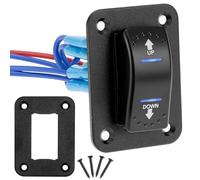 QWORK® Interruttore a Bilanciere Momentaneo con LED Blu, 7 Poli 2 Posizioni, 15 A 250 V CA/20 A 12 V CC, con Cavo e Piastra in Alluminio