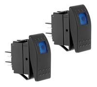 QWORK® Interruttore a levetta impermeabile 12V per auto con illuminazione a LED blu, interruttore a bilanciere On/Off per barche e auto, 4 pin