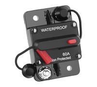 QWORK® Interruttore Automatico con Ripristino Manuale, 60A, DC 12V-48V, Impermeabile， per Veicoli, Marine, Camper e Sistemi Solari