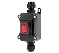 QWORK® Interruttore con cavo in linea impermeabile IP65 con indicatore luminoso rosso, 220V 30A, DPST 4Pin, controllo ON/OFF a doppia posizione