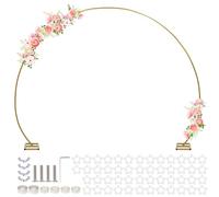 QWORK® Kit arco per palloncini rotondi dorati, supporto per fondale ad arco da 2.1x2.4 m per matrimoni, feste, compleanni