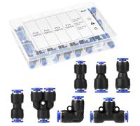 QWORK® Kit Connettore Tubo Aria Pneumatico da 46 pezzi - Connettori dritti/a gomito/a T/divisori da 6 mm e riduttori da 4-6, 4-8, 6-8 mm