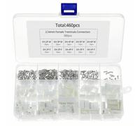 QWORK® Kit Connettori 460 pezzi, compatibile con JST-XH, 2,54mm, 2/3/4/5/6 Pin Maschio/Femmina con Terminali a Crimpare, per Applicazioni Elettroniche e LED
