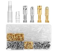 QWORK Kit Connettori Elettrici a Proiettile da 3,9mm, 400 Pz Terminali Filo Ottone Maschio e Femmina a Crimpare Doppi con Coperchio Isolante per Moto Auto Strumenti Elettrici