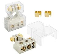 QWORK® Kit Connettori Terminali per Batterie - 2/4/8/10AWG - Morsetti Positivo e Negativo per Auto, Barca, Caravan, Pannelli Solari - con Spessori e Coperture Trasparenti