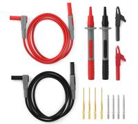 QWORK® Kit di puntali per multimetro, cavi di prova con spina a banana da 1 m, morsetti a coccodrillo, aghi sostituibili, penne di prova