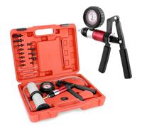 QWORK® Kit di spurgo Freni con Pompa a Vuoto, manometro e e adattatori universali - per Auto, Camion e Moto