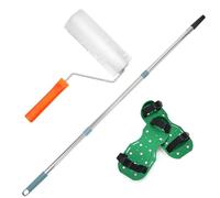 QWORK® Kit di Strumenti per Cemento Autolivellante, rulli di sfiato da 23 cm (altezza dente 20 mm) + scarpe con punta epossidica + asta telescopica da 1.2 m
